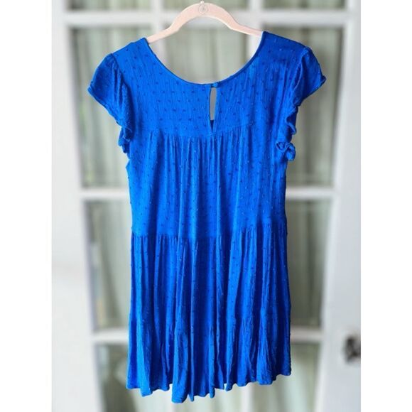Kori America Women’s Size Small Blue Tiered Mini Dress • Ruffled Cap Sleeves - Picture 5 of 10